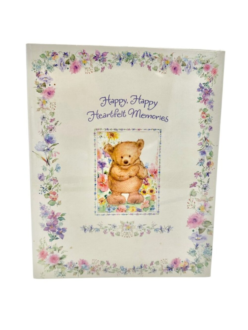 Hallmark Happy Memories Teddy Bear Floral Photo Album 3 Ring Binder 10.5x8.5x3